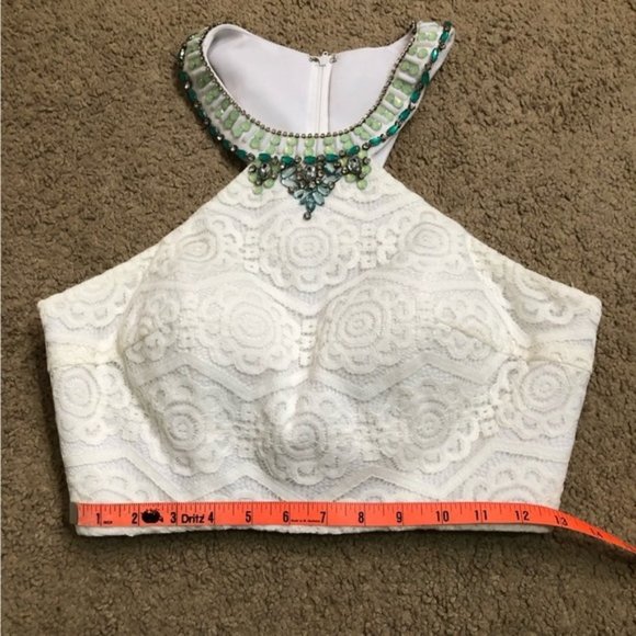 Tiffany Ivory/Aqua Two-Piece Halter Mermaid Gown - Size 6 - NWT - Picture 10 of 15